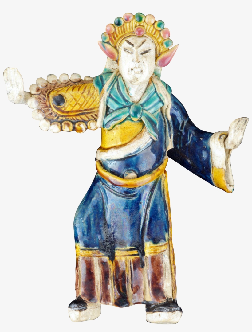 Large Chinese Glazed Ceramic Peking Opera “mudman”, transparent png