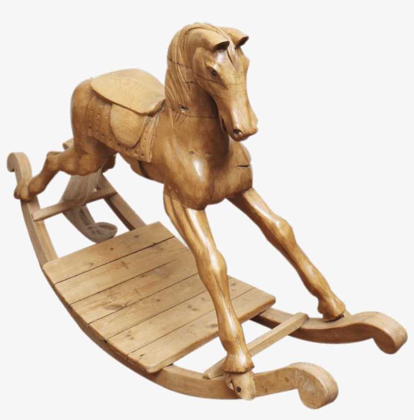 Carved Oak Rocking Horse, transparent png