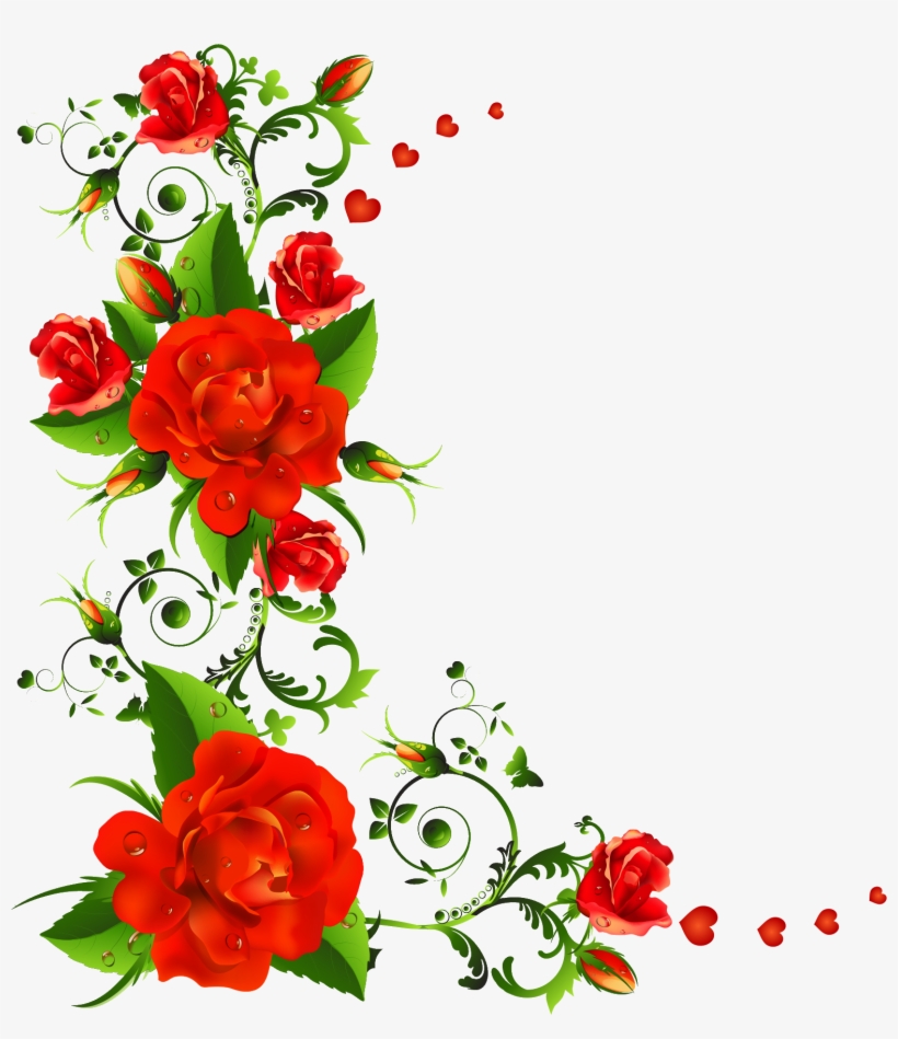 Source - Flowerillust - Com - Rose Flower Border, transparent png