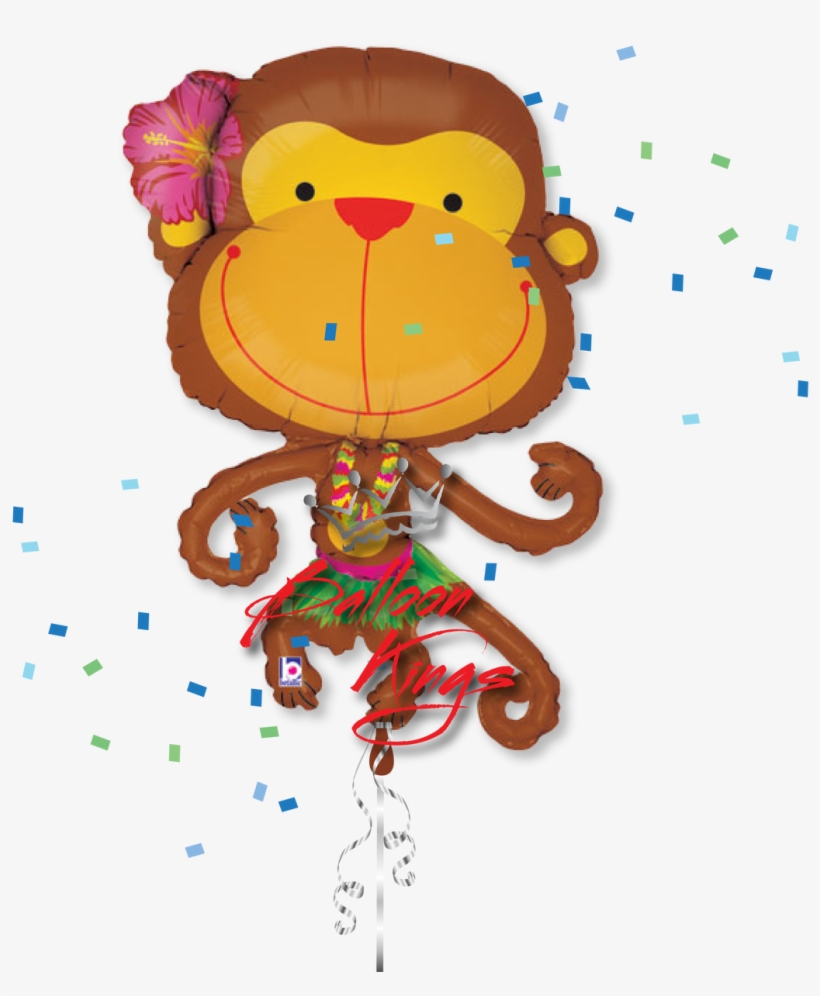 Luau Monkey - Linky Monkey Shape Balloon- 100cm, transparent png