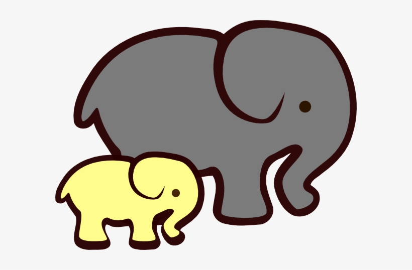 Yellow Elephant Mom & Baby Clip Art - Grey And Yellow Elephant, transparent png