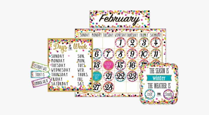 Confetti Calendar Bulletin Board Display - Teacher Created Resources Bulletin Board, transparent png