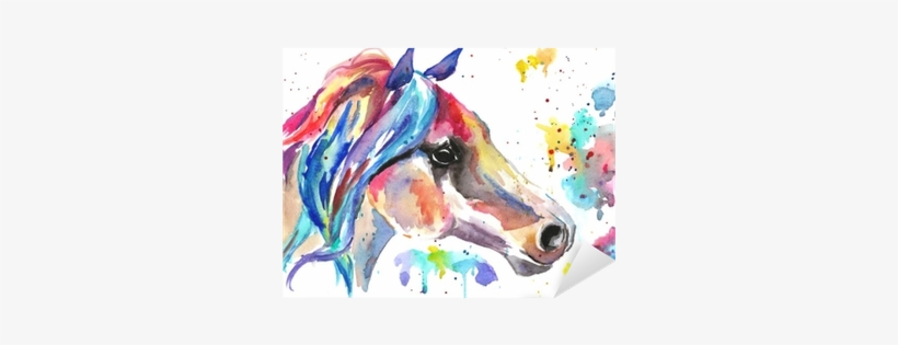 Color Watercolor Illustration - Stickers Cheval En Couleur, transparent png
