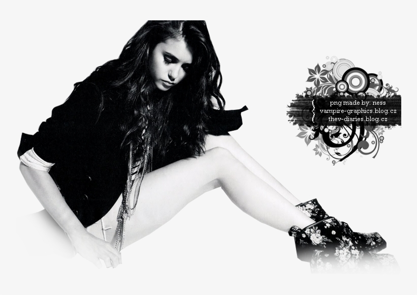 Png 007 ~ Nina Dobrev - Megan Nicole Black And White, transparent png
