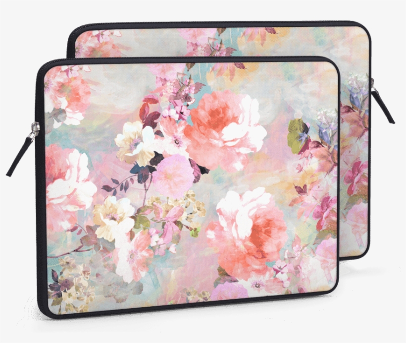 Dailyobjects Love Of A Flower Ballistic Nylon Zippered - Laptop Sleeve 11/11.6 Inch, Romantic Pink Teal Watercolor, transparent png