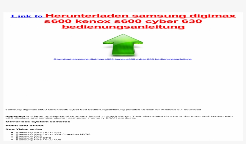 Handbuch Samsung Digimax S600 Kenox S600 Cyber 630, transparent png