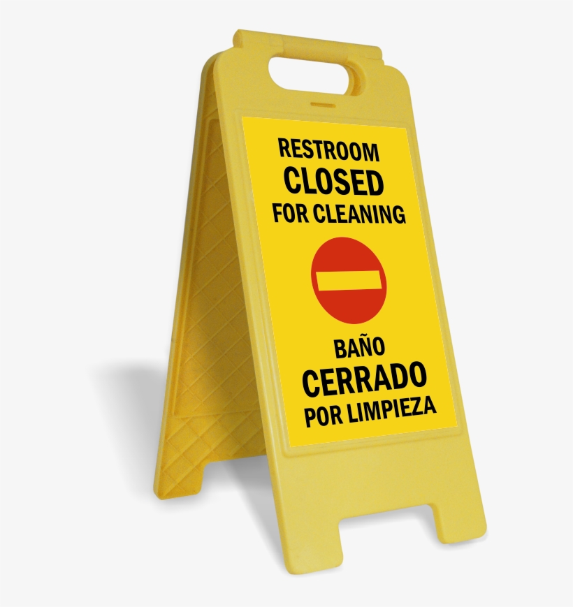 Bilingual Restroom Closed For Cleaning Free-standing, transparent png