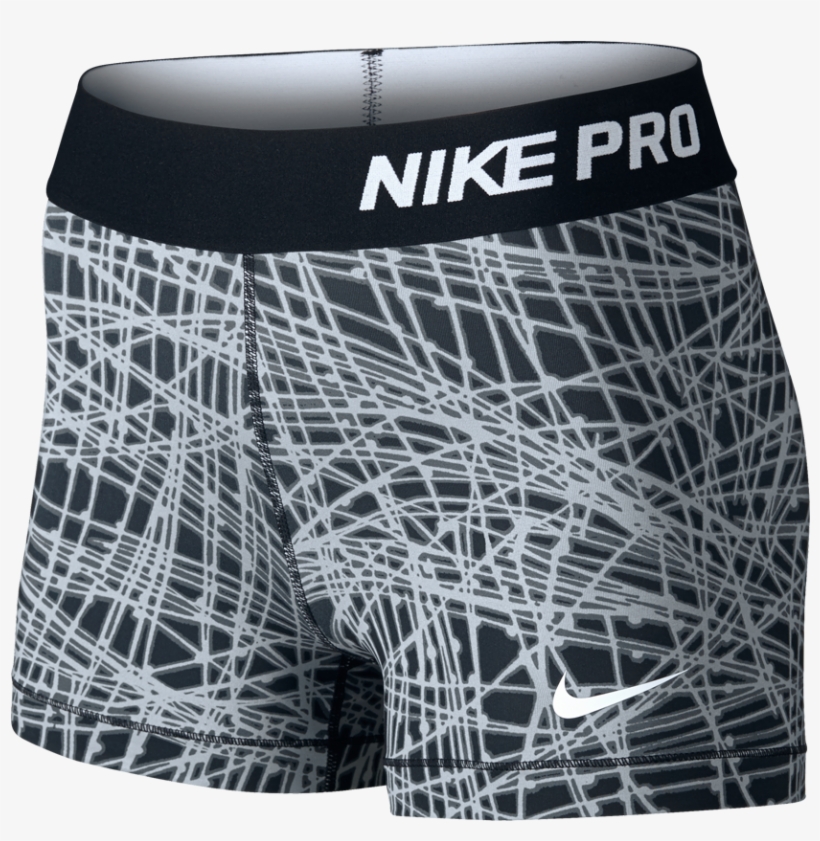 Nike Women's Pro Cool Tracer 3" Short Black Print, transparent png