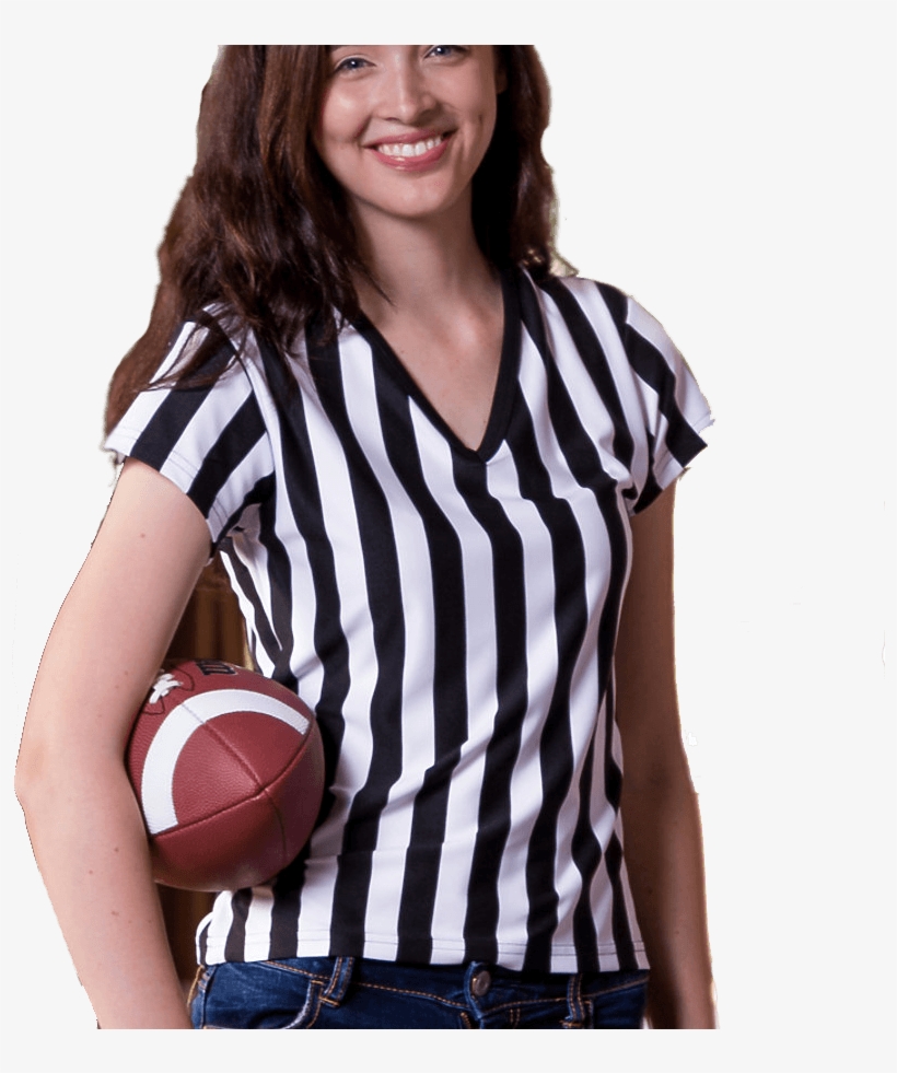 Ladies Womens V-neck Referee Shirt Jersey Uniform Top, transparent png