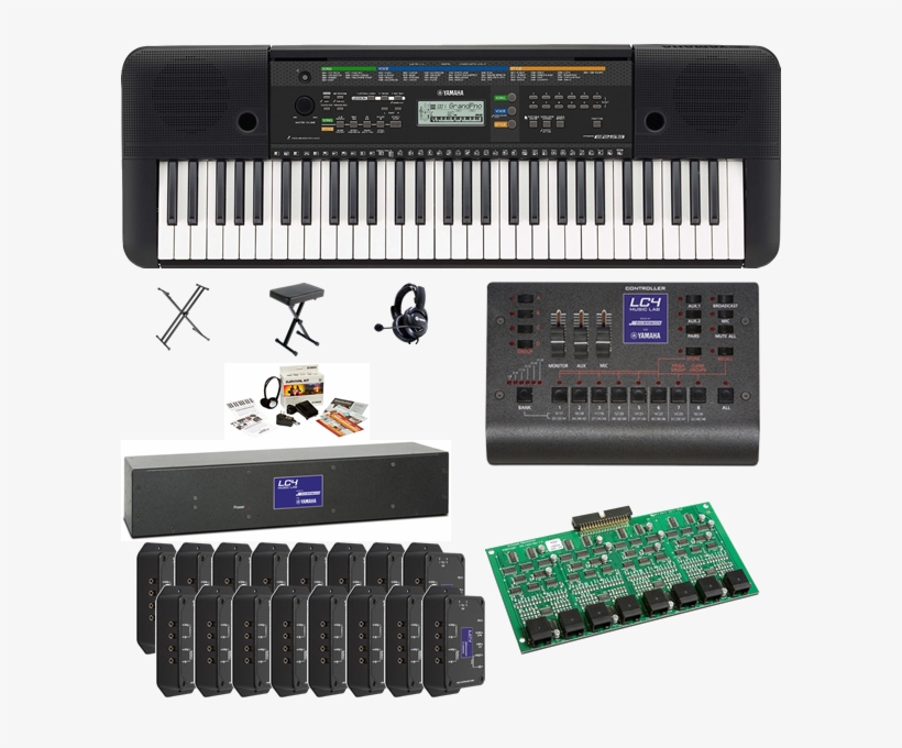 Yamaha Lc4 Basic Music Lab For 16 Students And 1 Teacher - Yamaha Psr-e253 Portable Keyboard Package With Headphones,, transparent png
