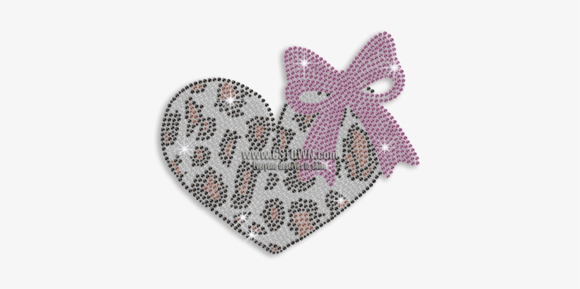 Heart In Polka Dot Texture With Bowknot Iron On Transfer - Cross-stitch, transparent png