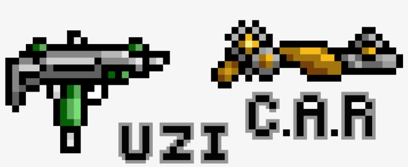 Uzi And Clockwork Assault Rifle - Uzi Pixel Art, transparent png