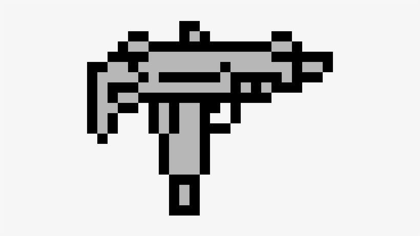 Uzi - Gun Pixel Art Png, transparent png