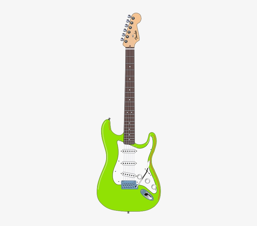 Guitar Instrument Electric Music Sound Green - Fender Stratocaster, transparent png