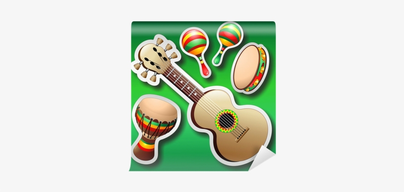 Png Library Library Bongo Stickers On Green Chitarra - Guitarras Y Maracas, transparent png