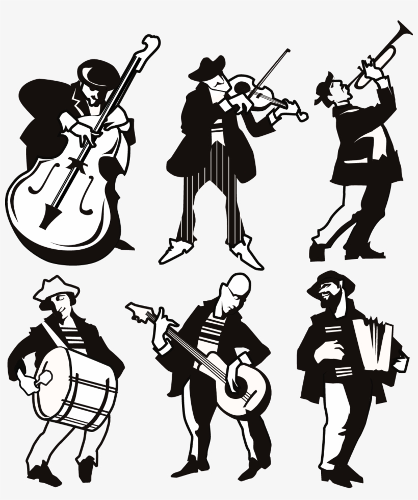 Different Musicians Silhouette - Musicians Vector, transparent png