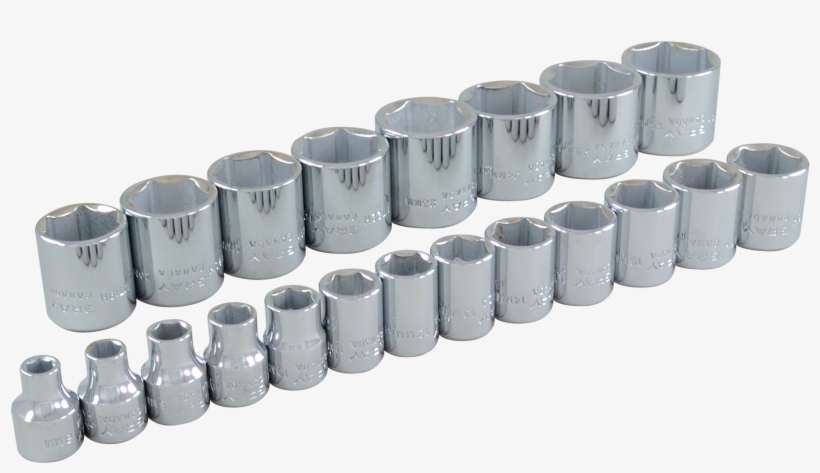 3/8" Drive 21 Piece 6 Point Standard Metric Socket, transparent png