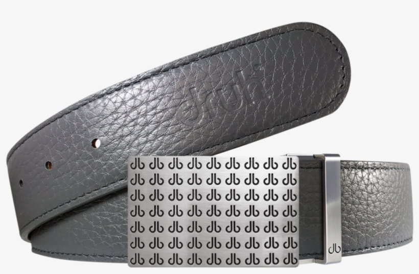 Grey Full Grain Textured Leather Belt With Black Db, transparent png