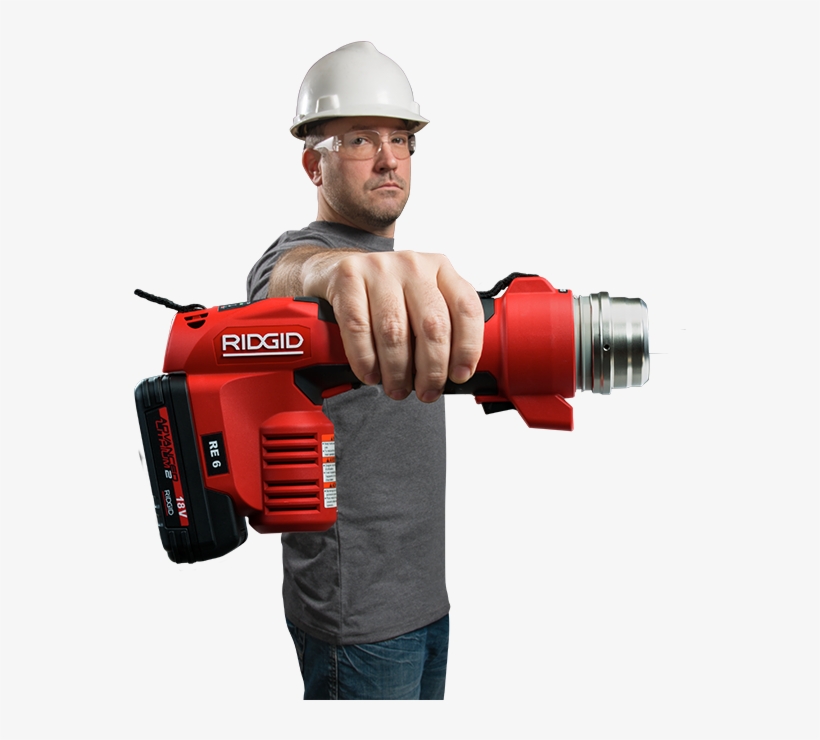 Electrician With Ridgid Re 6 Electrical Tool, transparent png