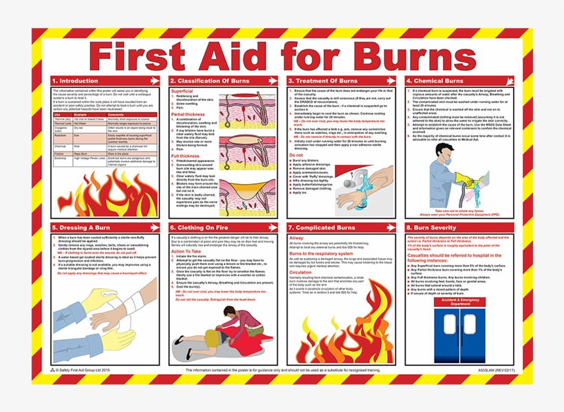 Brady Workplace Safety Poster First Aid For Burns, transparent png