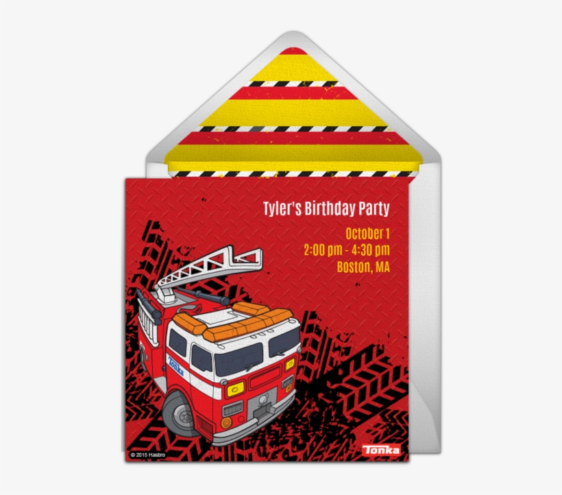 Tonka Fire Truck Online Invitation, transparent png