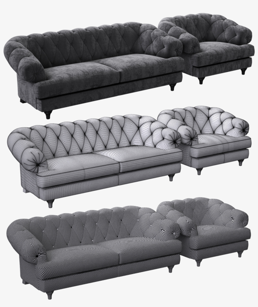 3d Model Classic Sofa, transparent png