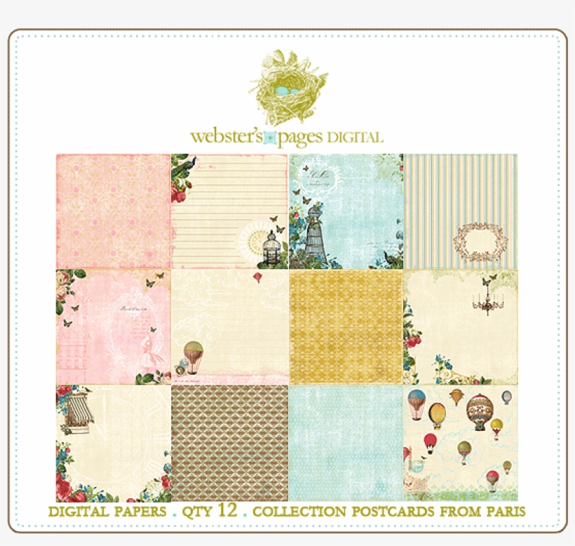 Postcards From Paris Papers Digi, transparent png