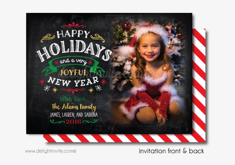 Calligraphy Chalkboard Holiday Photo Cards, transparent png