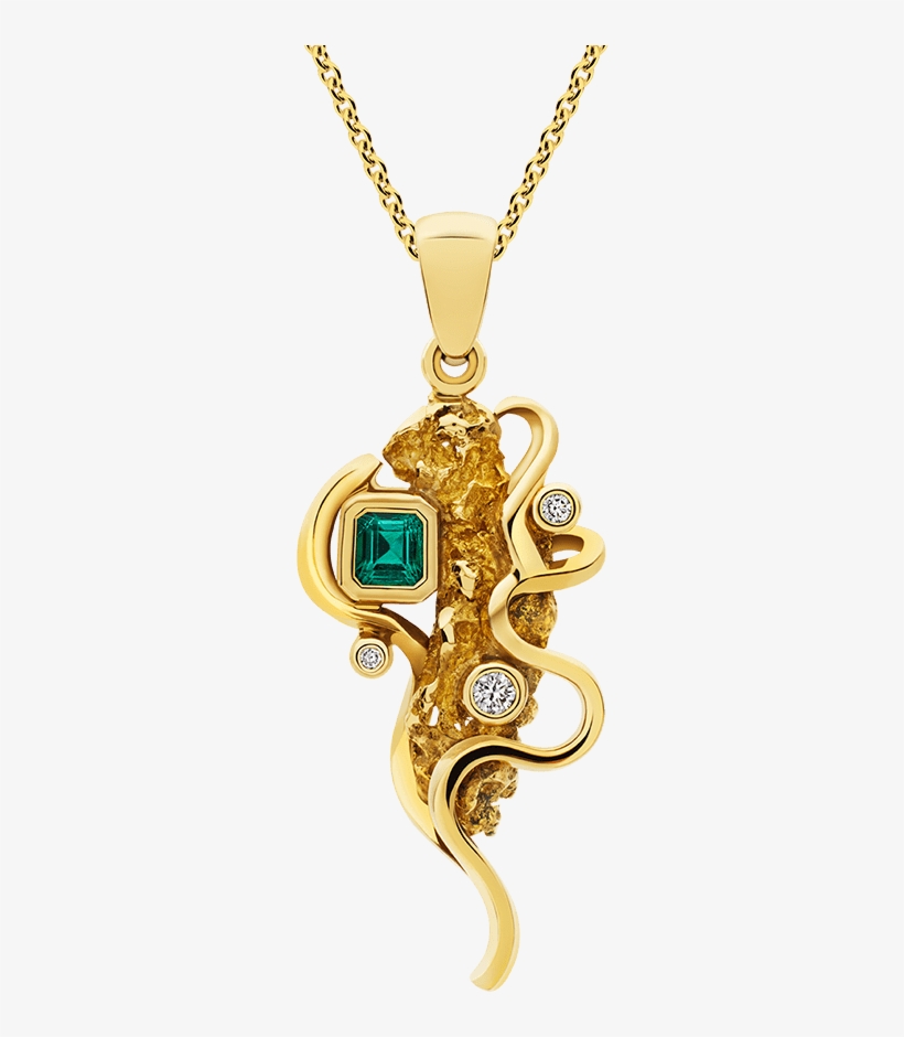 Photo Of Nugget Pendant With Emerald And Diamonds, transparent png