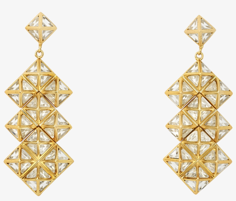 Pyramid Mirror Long Earrings, transparent png