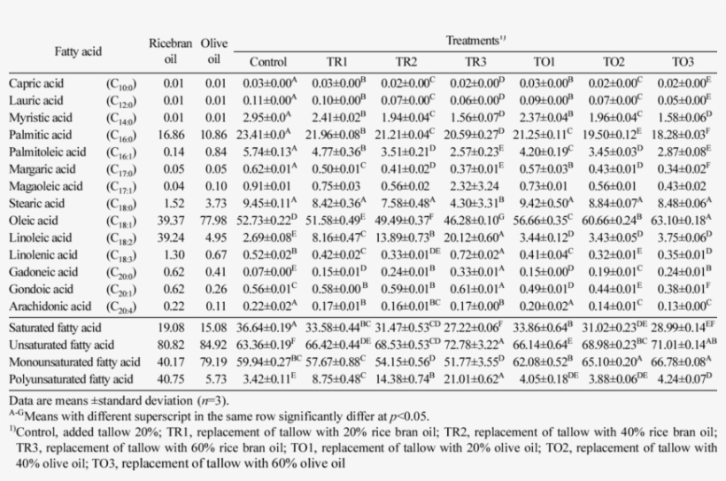 Fatty Acid Composition Of Beef Patties Replacing Tallow, transparent png