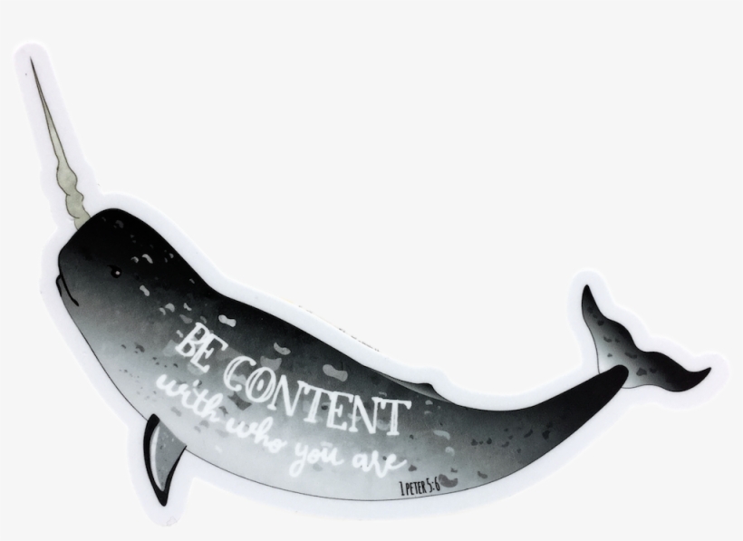 Be Content Narwhal Sticker, transparent png