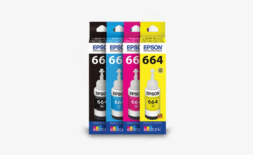 Kit Refil De Tinta Epson T664 04 Cores Original, transparent png