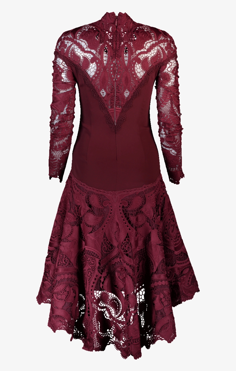 Jonathan Simkhai Crepe Applique Trumpet Dress In Oxblood, transparent png
