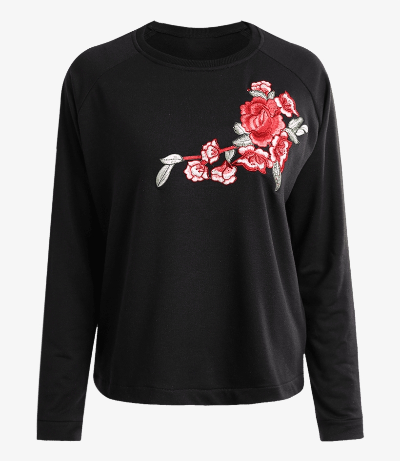 Floral Applique Raglan Sweatshirt, transparent png