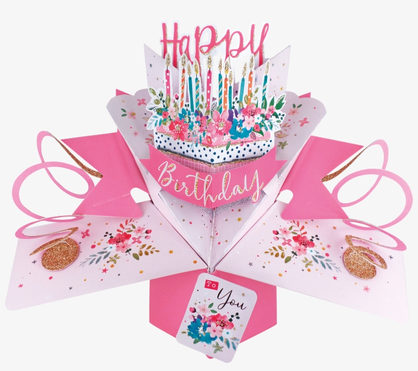 Happy Birthday Cake And Candles Pop-up Greeting Card - Greeting Card, transparent png