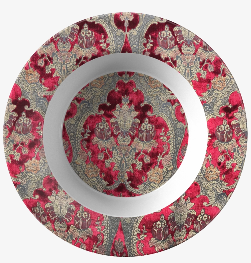 The Red Versailles Italian Velvet Fabric Dinner Bowl - Circle, transparent png