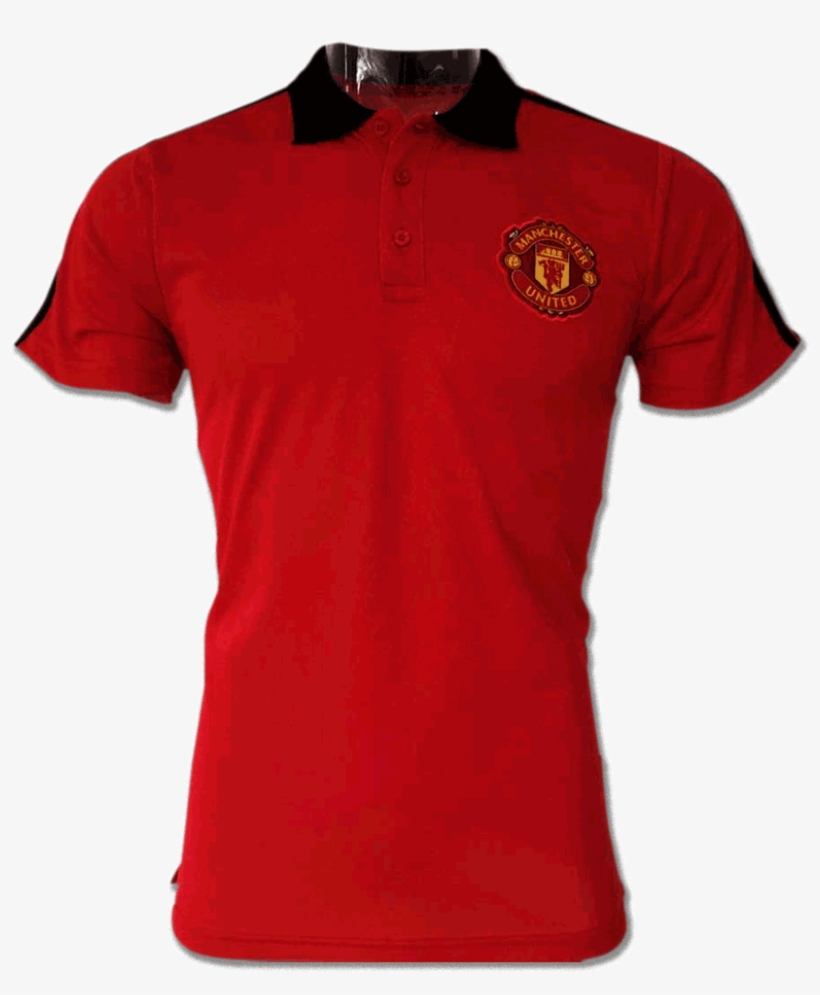 Manchester United Red Color Black Collar Polo T - Red Color Sports T Shirts, transparent png