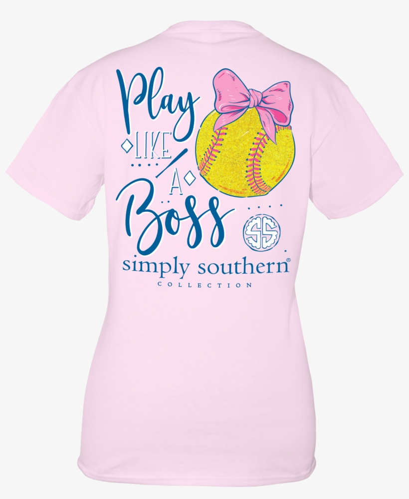 Youth 'play Like A Boss' Softball Short Sleeve Tee - Simply Southern, transparent png