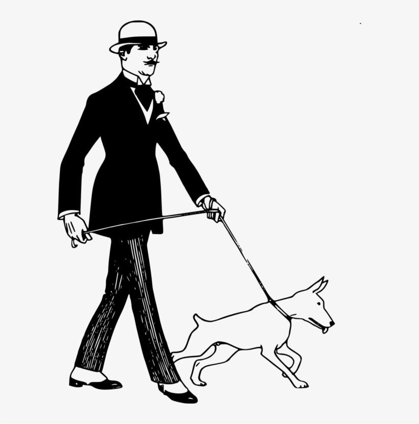 Dog Walking Beagle Drawing Pet Tag Can Stock Photo - Dog With A Man Drawing, transparent png