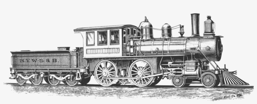 Railroad - Steam Train Black And White, transparent png