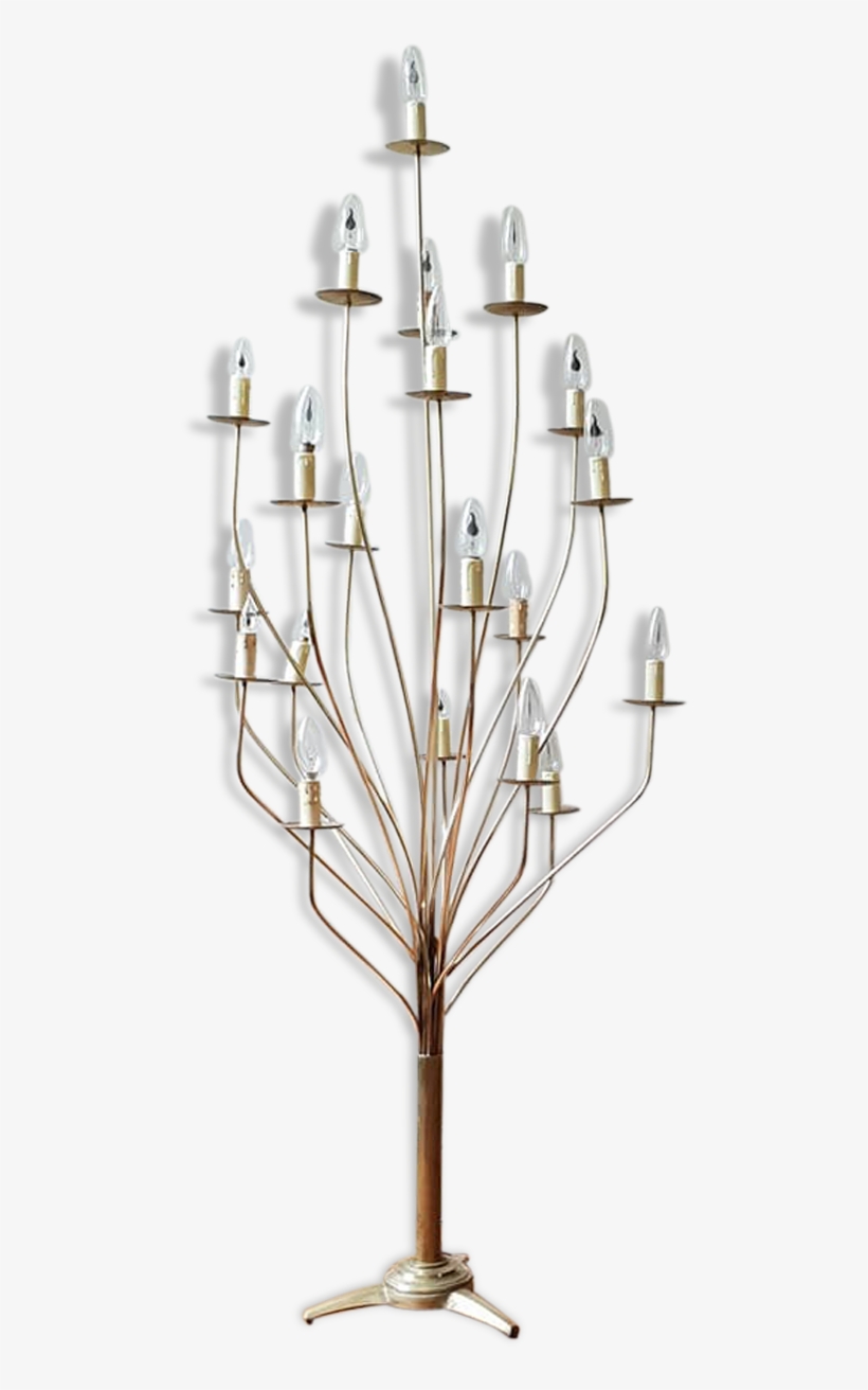 Lamppost Bouquet Jean Royère, 20 Arm Golden Brass, - Sword, transparent png