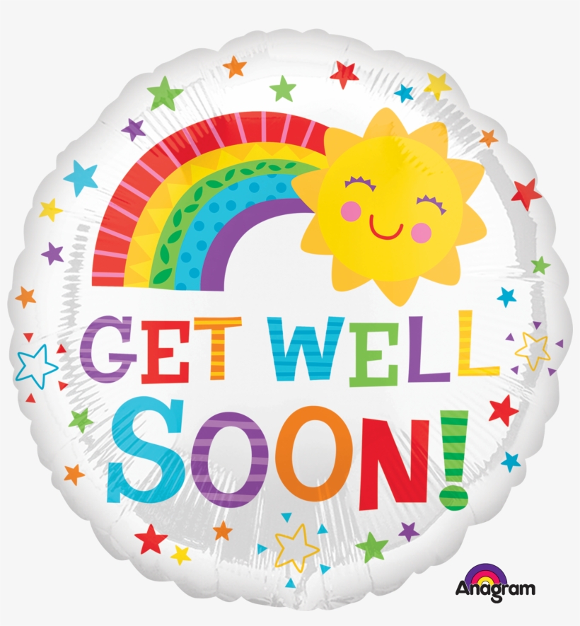 18" Get Well Happy Sun Foil Balloon - Get Well Soon Sun Round Foil Helium Balloon 43cm /, transparent png