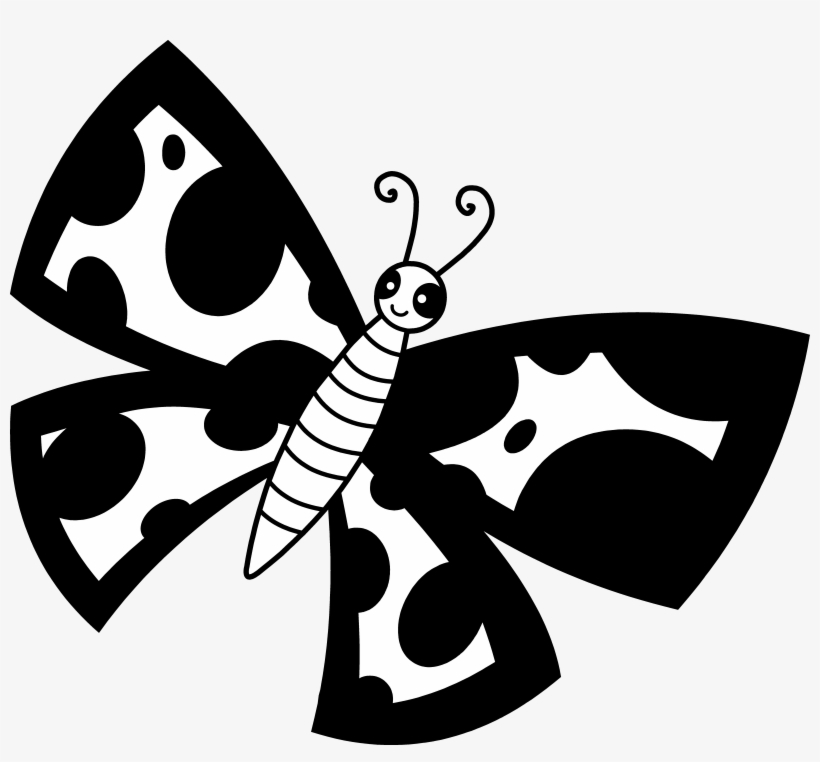 Happy - Sun - Clipart - Black - And - White - White And Black Butterfly Cartoon, transparent png