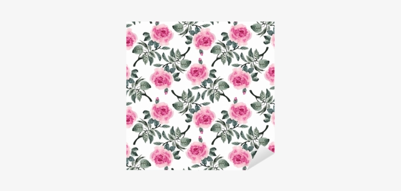 Watercolor Seamless Pattern With Colorful Flowers And - Rose Hand Drawn Leaves Red Rose Fabric Floral Designs, transparent png