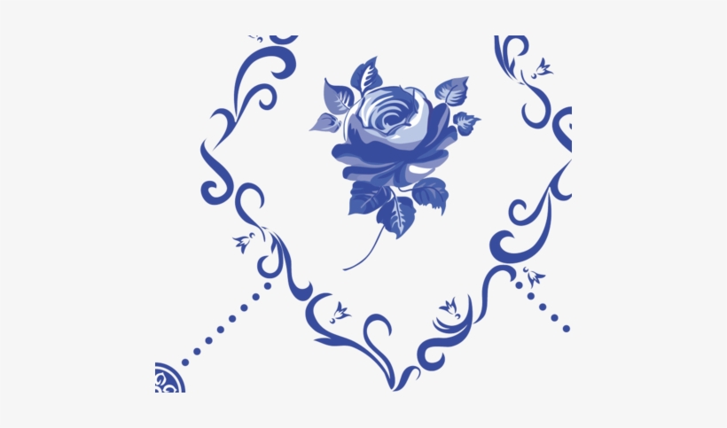 Blue Rose Clipart Dutch - Rose Fabric - Dutch Tile Rose 2 - Tile Custom Fabric, transparent png