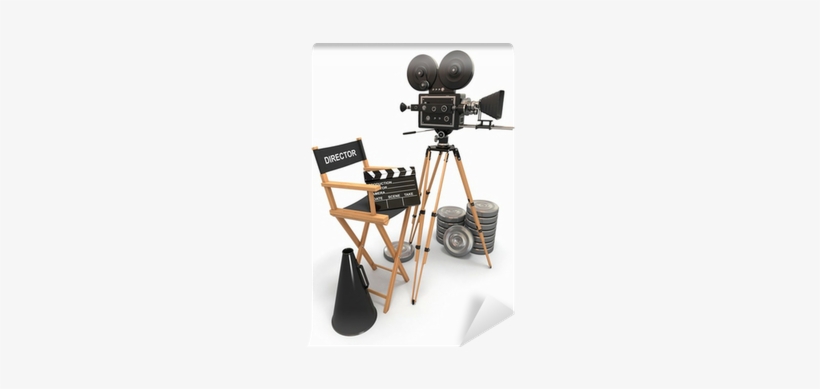 Vintage Camera, Director Chair And Reels - Movie Director Camera, transparent png