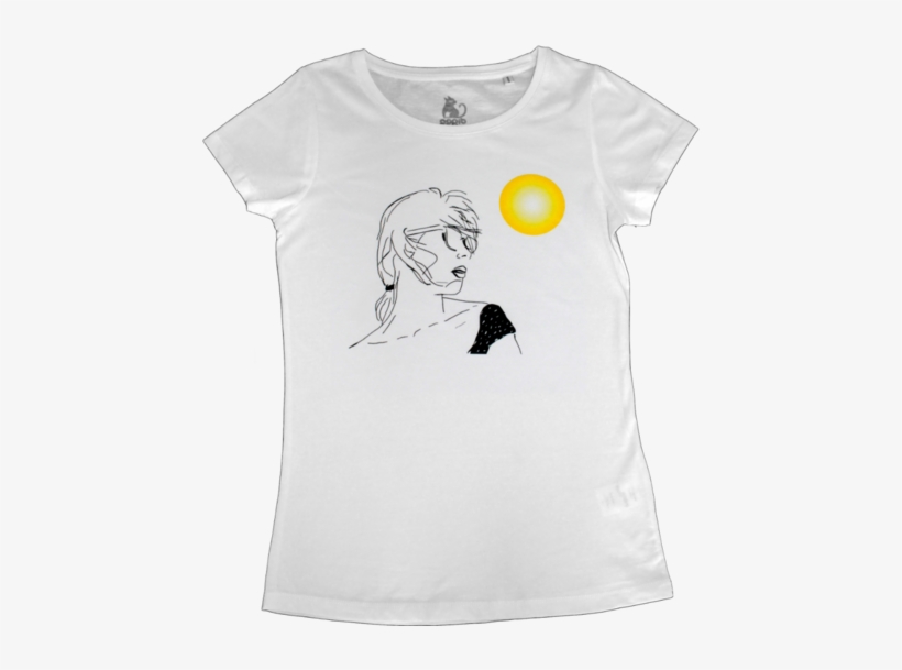 White T-shirt With Sun And Women Motives - Sketch, transparent png