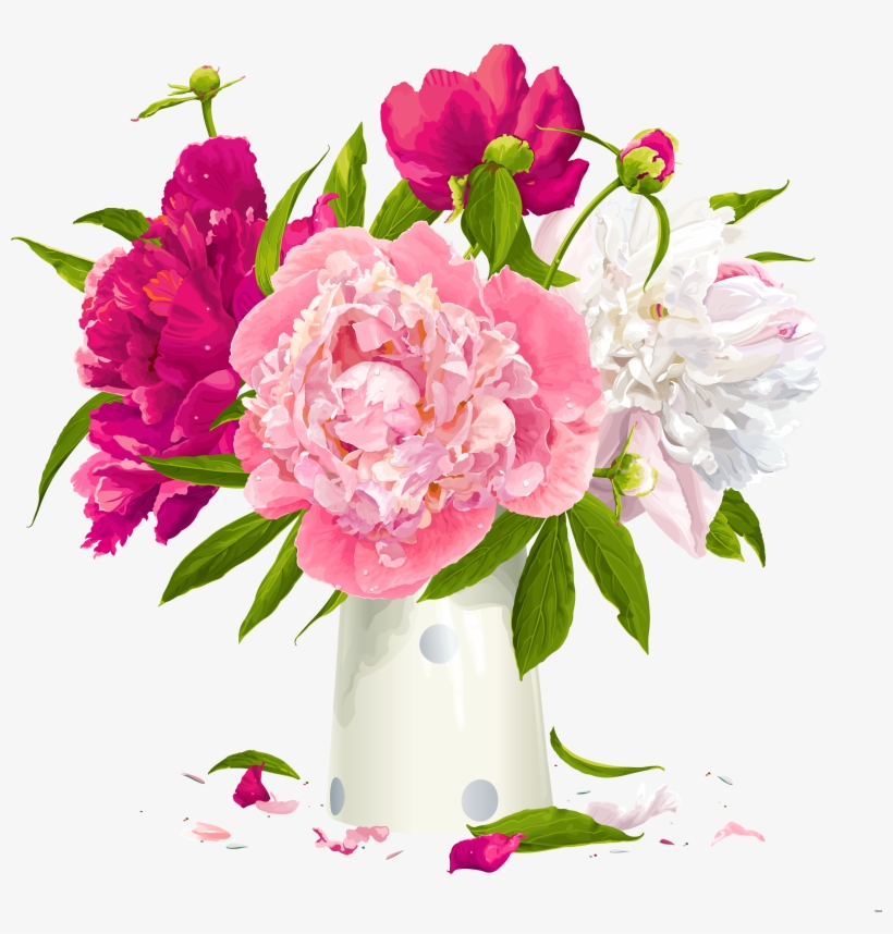 Flower Vases With Flowers Clipart Group Clip Transparent - Peony Flower Clipart, transparent png