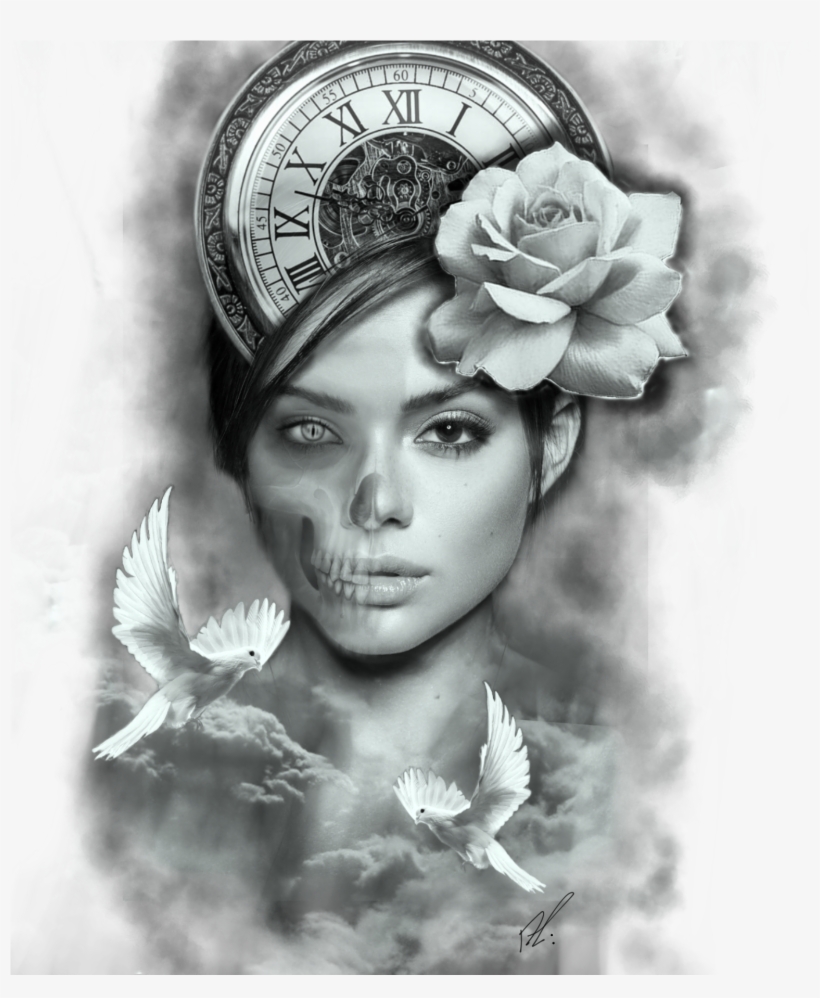Pin By Bulaadam On Tattoos - Desenho Preto E Cinza Feminino, transparent png
